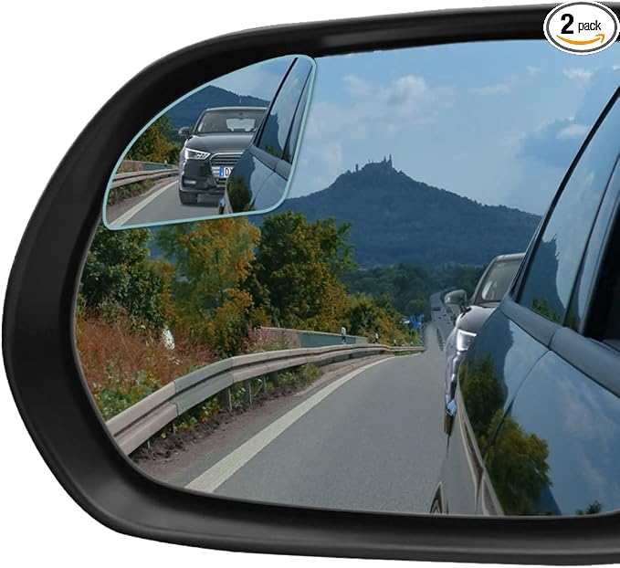 Rhombus Blind Spot Mirror - 2 Inches HD Glass Frameless Wide Angle Convex Mirror, 360° Adjustable Side Rear View Mirror with 3M Adhesive for Car SUV Truck 2 Pack