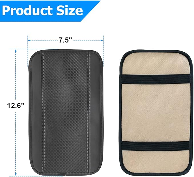 Car Armrest Storage Box Mat, Fiber Leather Car Center Console Cover, Car Armrest Seat Box Cover Accessories Interior Protection for Most Vehicle, SUV, Truck, Car (Gray)