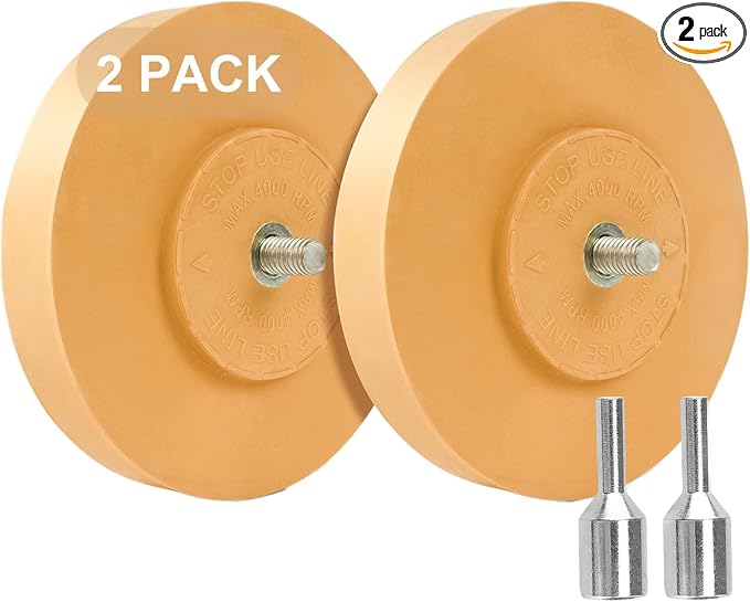 2 Pack Eraser Wheel Decal Remover Eraser Wheel Adhesive Remover with Adapter 4 Inch Rubber Eraser Wheel for Drill Removes Car Decal Vinyl Tape Graphics Pinstripe Sticker Remover | Fast Decal Removal: Efficiently Removes Car Decals, Vinyl, and Pinstripe...
