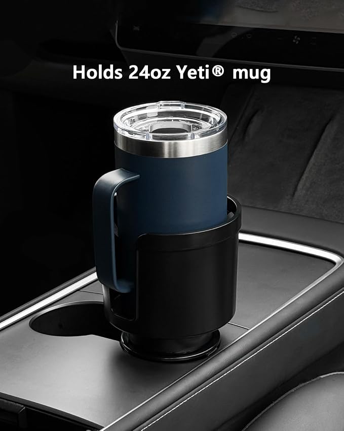 Upgraded Car Cup Holder Expander Adapter with Offset Adjustable Base, Compatible with Yeti 14/24/36/46oz Ramblers, Hydro Flasks 32/40oz, Other Large Bottles Mugs in 3.5"-4.0", 1 Pack