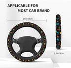 Dog Paw Print Steering Wheel Covers Universal 15 inch Non Slip Neoprene Steering Wheel Protector Cover for Men Women Car Truck