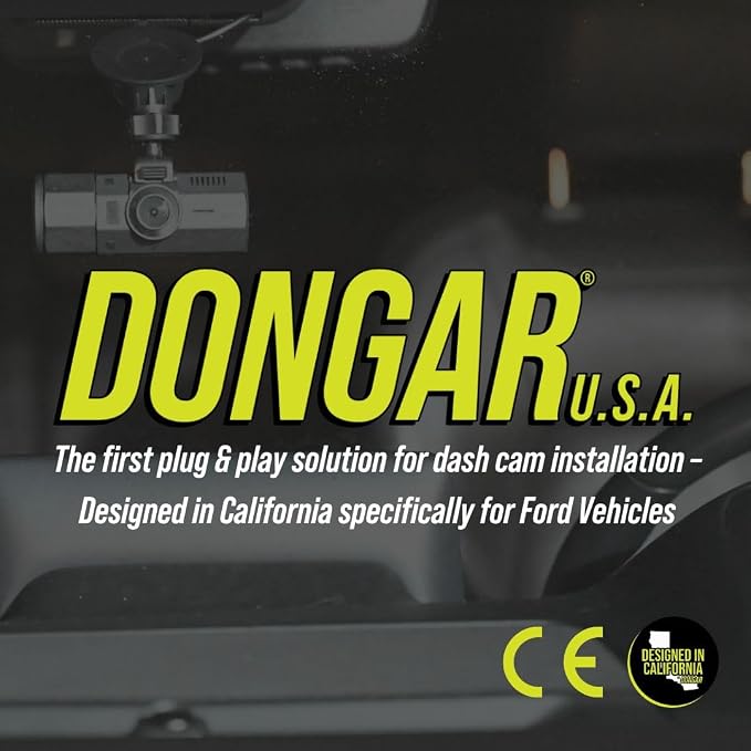 Dongar Dashcam Power Adapter (5-pin Type F) for Select Ford Vehicles. Compatible with Mach-E, Bronco Sport, Explorer and More. Built-in USB Power Source, Connects to Rearview Mirror, Easy to Install