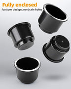 Cup Holder Insert 4pcs for RV Boat Car Couch Golf Cart, Elegant Chrome, Large Plastic Universal Drop in Cup Holder for Pontoon Table Sofa