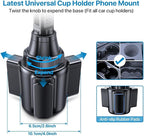 2025 Upgraded Universal Cup Phone Holder for Car, [Rotatable & Adjustable] Long Neck Car Cup Holder Phone Mount Compatible with iPhone, Samsung, Google & More Smartphones