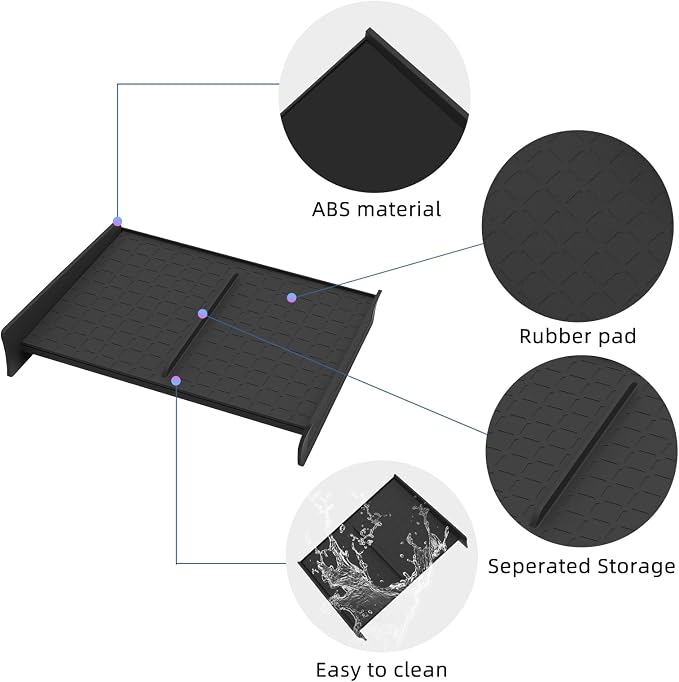 Center Console Organizer for Toyota RAV4 2026 Central Control Storage Box Insert Tray ABS and PVC Interior Auto Accessories Black 2PCS/Set