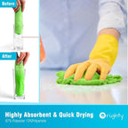 Orighty Microfiber Cleaning Cloth, 24 Pack Highly Absorbent Cleaning Supplies, Reusable Clean Rags for House, Microfiber Cloth for Kitchen, Window, Car Care, 11.5x11.5 inch Green
