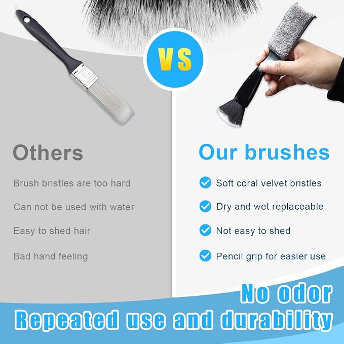 1 PC Double Head Brush for Car Clean, Soft Auto Interior Duster Detailing Brushes, Universal Vehicle Dashboard Screen, Air Vents, Computer etc Cleaning Tool Accessories (Black)