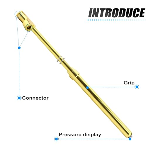 5PCS Gold Double Straight Type Tire Pressure Gauge, Dual Head Air Pressure Gauge, Pressure Range 10-150 Psi (Suitable for Trucks, etc.)