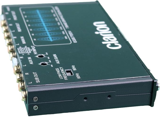 EQS755V 7-Band Car Audio 1/2-DIN Size Car Graphic Equalizer/Crossover with Front 3.5mm Auxiliary Input, Rear RCA Auxiliary Input and High Level Speaker Inputs