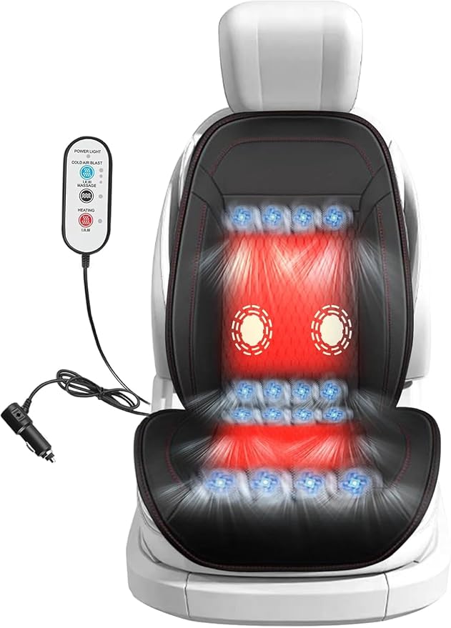 3 in 1 Massage Cushion with Winter, Cooling Seat Covers, Chair Massager for Full Body 12V Car Seat Covers (Summer&Winter)