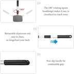 Car Windshield Cleaner Tool, Detachable Car Window Cleaner with Aluminum Extendable Handle & 2 Reusable Cloth Pads, Washable Vehicle Windshield Cleaning Wand for Exterior (Gray)
