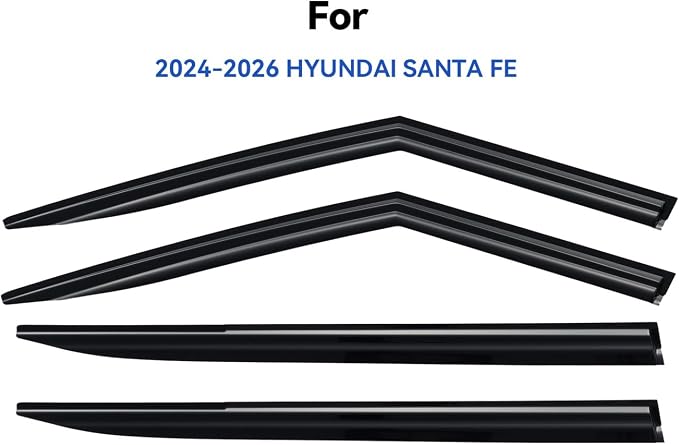 Window Visors Rain Guards for 2024 2025 2026 Hyundai Santa Fe, Out-Channel Window Vent Wind Deflectors Visors Shades for 24 25 26 Santa Fe