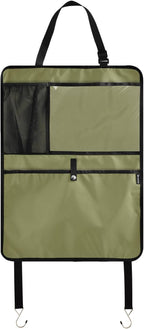 Olive Green Car Seat Organizer for Kids Backseat Kick Mat with Adjustable Strap Back Seat Protector for SUV Vehicle Car 2 Pcs