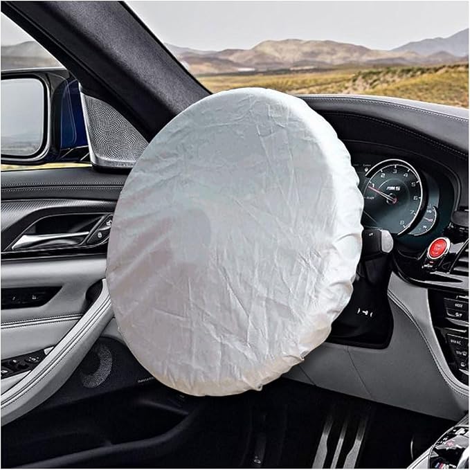 Car Steering Wheel Cover Sun Shade, Anti-Heat Car Wheel Protector | Universal 18 Inch Auto Steering Wheel Sun Block Cover, Steering Wheel Shield Accessories for Most Car Truck SUV, Silver