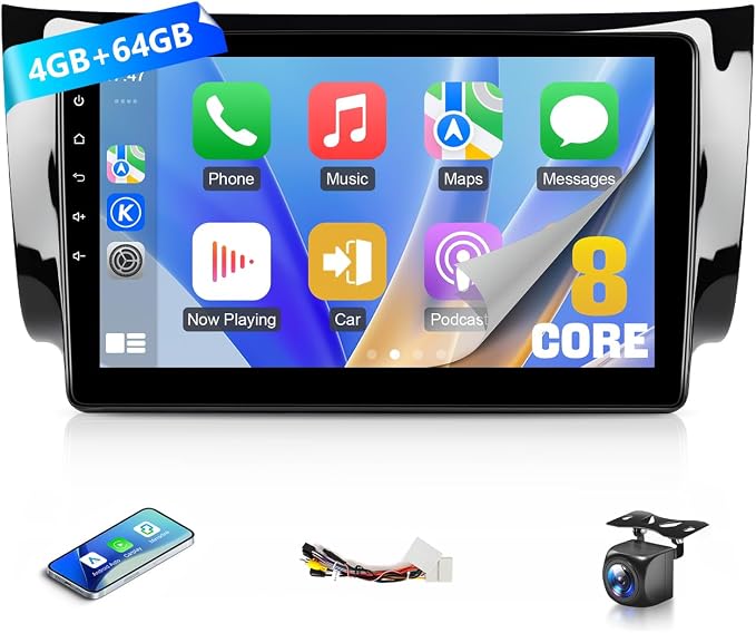 VQU 8-Core 4+64G Car Radio for Nissan Sentra 2013 2014 2015 2016 2017 2018 2019 Stereo, 10.1 Inch IPS Touch Screen for Sentra Apple Carplay Android Auto GPS Navi FM RDS DSP BT 5G WiFi SWC AHD Camera