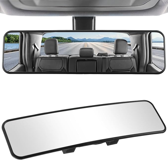 Rear View Mirror, Universal 11.3'' (287mm), Wide Angle Panoramic Convex Rearview Mirror, Clip-on to Original to Eliminate Blind Spot for Cars SUV Trucks