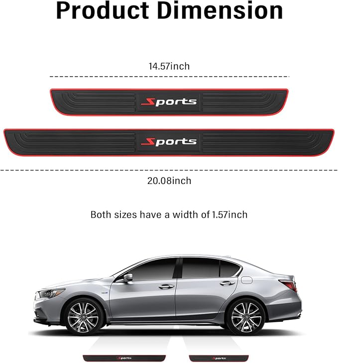 4PCS Car Door Sill Protector,Anti-Scratch & Waterproof Car Door Sills Scratch Protection,Universal Car Exterior Accessories Automotive Door Entry Guard for Car,Truck,SUV (Sport, Width 1.57'')