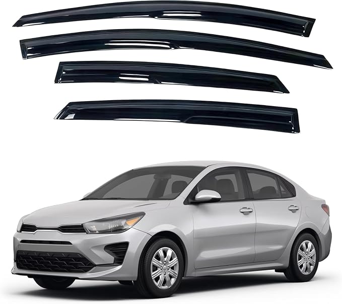 Black Outside Mount Window Rain Guards Compatible with 2018-2023 Kia Rio Hatch,Durable Window Visor Deflectors