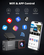 E4 4K Dash Cam Front and Rear, WiFi Front 4K Rear 1080P Dual Dash Camera for Cars, Mini Dashcam with APP Control, Night Vision, Parking Mode