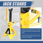 2 Ton Floor Jack with Jack Stands, Heavy Duty Steel Hydraulic Racing Floor Jack with Single Piston Quick Lift Pump, Hydraulic Trolley Service Car Jack, Yellow