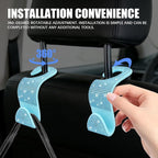 4PCS Bling Car Seat Headrest Hooks, Purse Holder for Car, Vehicle Back Seat Purse Handbag Hanging Holder with Crystal Rhinestone, Diamond Car Rear Seat Organizer for Vehicles (Lake Blue)