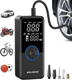 Tire Inflator Portable Air Compressor,4X Faster Inflation Cordless Tire Air Pump with Digital Gauge,Auto Shut-Off,LED Light,Electric Air Pump for Car Tires,SUV, Motorcycle, Bike, Balls(BLUE)