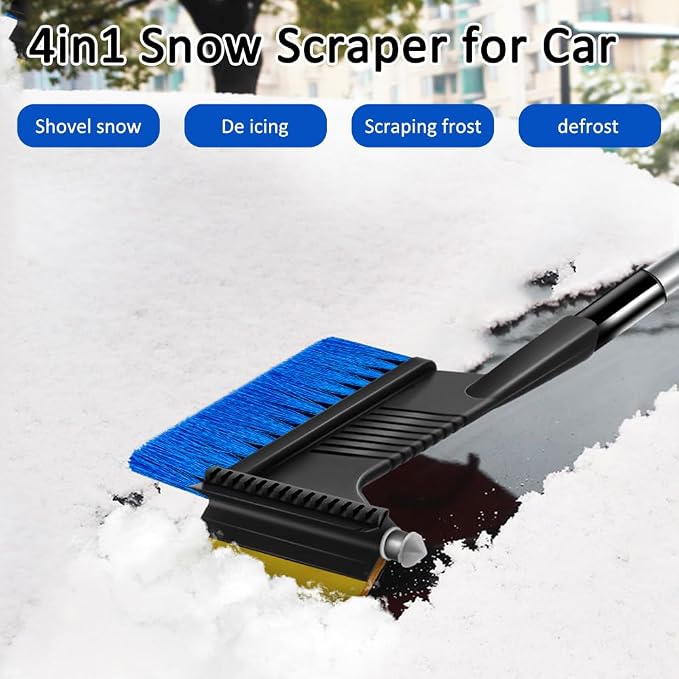 Extendable Snow Brush, Ice Scrapers Premium Aluminum Wide Oxford Shovel Head Design 4-in-1 Design Portable Compact Foldable Snow Shovel, Car Ice Brush for Cars Trucks (type 1)