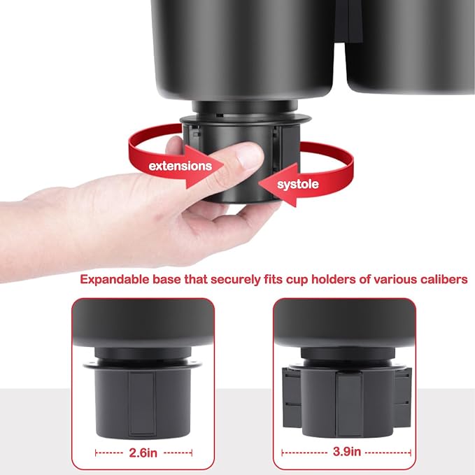 Water Cups Holder Expanders 2 in 1 Cup Holders Drinks Storage Expander Case for Cars Trucks Autos Universal Car Cup Holder for,Insert with Expandable Base, Fits Yeti, Hydroflask, Large Water Bottles