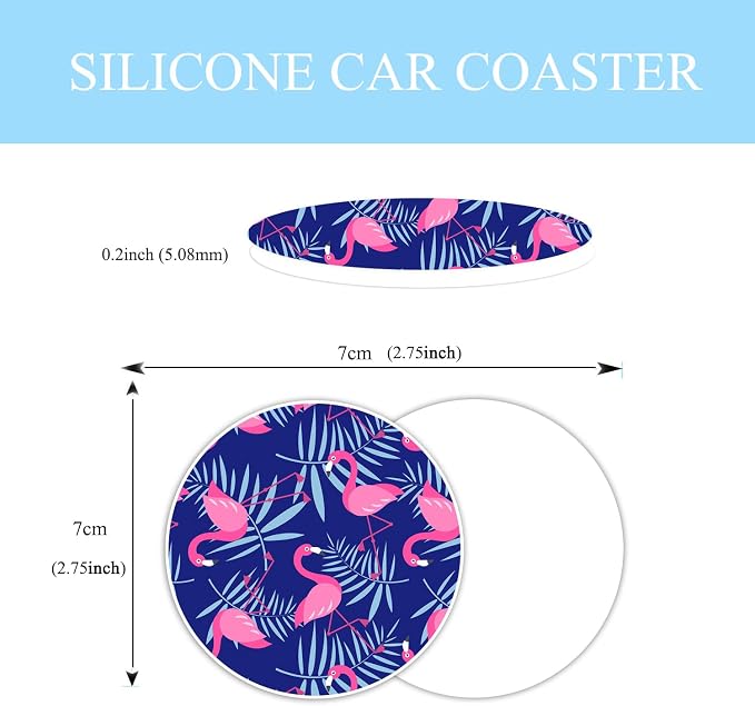 Flamingo Car Steering Wheel Cover Anti-Slip and Practical 14.5-15 Inch Universal Purple car Accessories with 2 Pieces Car Coasters Suitable for Men Women