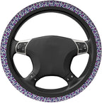 Animal Leopard Print Pink Black Steering Wheel Cover Car Accessories Cute for Women Girls Girly Universal 15 Inch Neoprene Auto Interior Decor Anti Slip Car Truck Protector