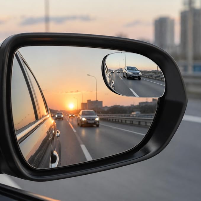 Blind Spot Mirrors - 2 Pack Oval HD Glass Frameless Convex Rear View Mirror with Wide Angle Adjustable Stick for Cars, Trucks, And Motorcycles Stuff Rearview Mirror Accessories Decor