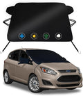Windshield Snow Cover for Ford C-Max 2013-2018, Waterproof 2-Layer Oxford Fabric Winter Frost and Ice Removal with Side Mirror Covers, Winter Accessories Freeze Protector for Auto Car SUV