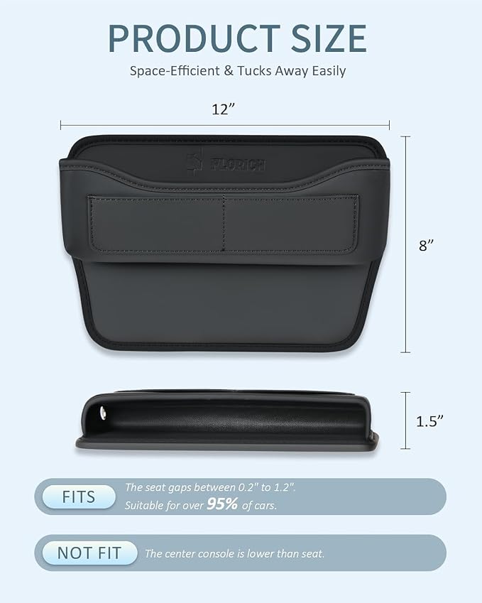 Car Seat Gap Filler Organizer, Premium Leather Car Gap Filler for Car, Car Seat Organizer and Storages Between Seat Car Gap Filler Universal Fit for Car SUV Truck