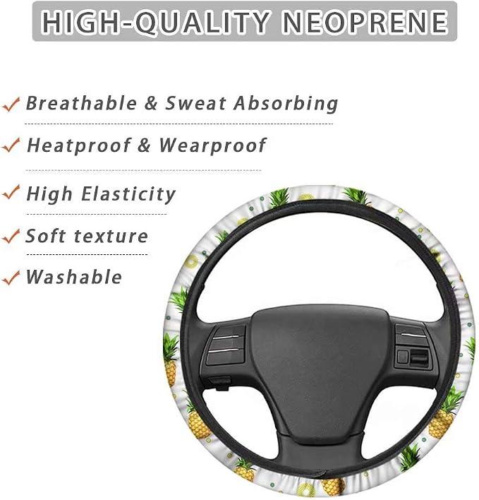 Tie Dye Car Steering Wheel Covers Breathable Sweat Absorption Comfort Grip Stretch-on Fabric Steering Wheel Protector Non-Slip Machine Washable Rainbow Colored