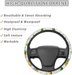 Tie Dye Car Steering Wheel Covers Breathable Sweat Absorption Comfort Grip Stretch-on Fabric Steering Wheel Protector Non-Slip Machine Washable Rainbow Colored