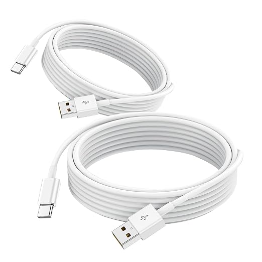 2 Pack 10FT Car Carplay Data Transfer Cable for iPhone 17 Air/16E 16 Plus 15 Pro Max，iPad Pro 12.9 13, Air 5 4, Mini 6 USB A to USB Type C Charger Charging Cord,Samsung Galaxy Tab A7 A8 A9 S10+ S9 S8