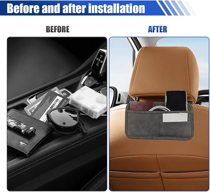Car Seat Side Pocket Organizer, Suede Auto Door Storage Pouch, Mini Self-Adhesive Car Console Organizer, Universal Vehicle Cell Phone Holder for Key, Pen, Sunglasses(Gray)