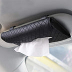 Car Tissue Holder - Sun Visor Napkin Holder, PU Leather Backseat Tissue Case for Truck (Black)