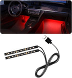 Car LED Strip Light, 24 LED RGB Auto Under Dash Interior Atmosphere Lights, USB Vehicle Decorative Lamp Ambient Night Light Strip, Lighting Kit Car Accessories (Red)