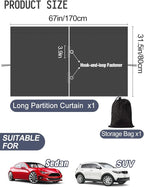 Car Divider Curtain - Wide Car Privacy Blackout Shades with Storage Bag for Baby Nap, Removable Sedan SUV Van Sunshade Covers Screen for Car Camping Sleeping Accessories