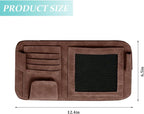 Car Sun Visor Organizer, Multi-Pocket Vehicle Sun Visor Storage Pouch with Sunglasses Clip, Auto Interior Sunshade Eyeglasses Card Holder Organizers, Universal for SUV Sedan Truck (Brown)