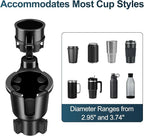 Car Cup Holder Expander, Cup Holder Expander, Cupholder Expander with Adjustable Extension Base and 360° Rotation Design, Fits Mugs, Cups, Large Water Bottles in 2.9"-3.8" (10-46oz), Black