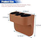 Car Cup Holder, PU Leather Cover Auto Front Seat Organizer, Brown | Multifunctional Cup Drink Holder, Gap Filler Coin Bucket Storage Box, Console Side Pocket, Cell Mobile Phone Holder