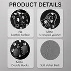 Cute Black Paw Car Seat Back Storage Headrest Hooks for Purses & Bags – 2PCS PU Leather Dual Metal Hooks, Backseat Organizer Accessories