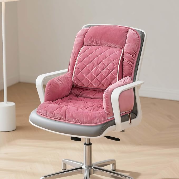 Office Heated Seat Cushion for Desk Chair,Upgraded Lumbar Support Seat for Cushions for Dorm Desk Chair with Back, USB Interface, 3-Speed Temperature Control (Pink)