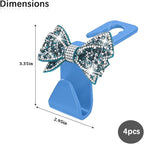 Zpana Bling Car Headreat Hook, 2PCS Crystal Rhinestone Cute Bow Vehicle Seat Back Hanger Storage for Purses Bags Grocery, Diamond Auto Rear Seat Organizer, Universal for SUV Truck Sedan (Light Blue)