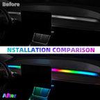 Interior Car LED Strip Lights for Tesla Model 3 Y 2021-2023, 16 Million Colors Ambient Lighting Kit with APP Control, Music Sync Color Change Neon Lights for Dashboard & Center Console