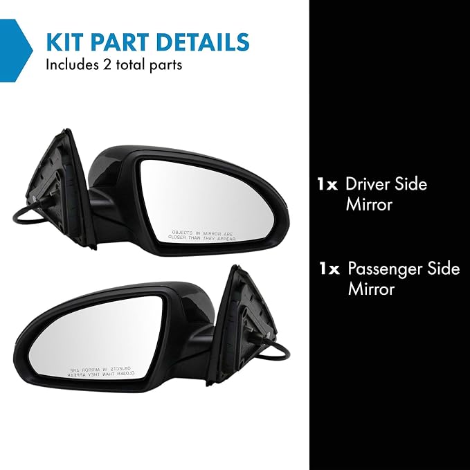 Driver & Passenger Side Power Mirror Set Paint to Match Manual Fold Compatible with 2016-2018 Kia Optima KI1320200 KI1320223 KI1321200 KI1321223