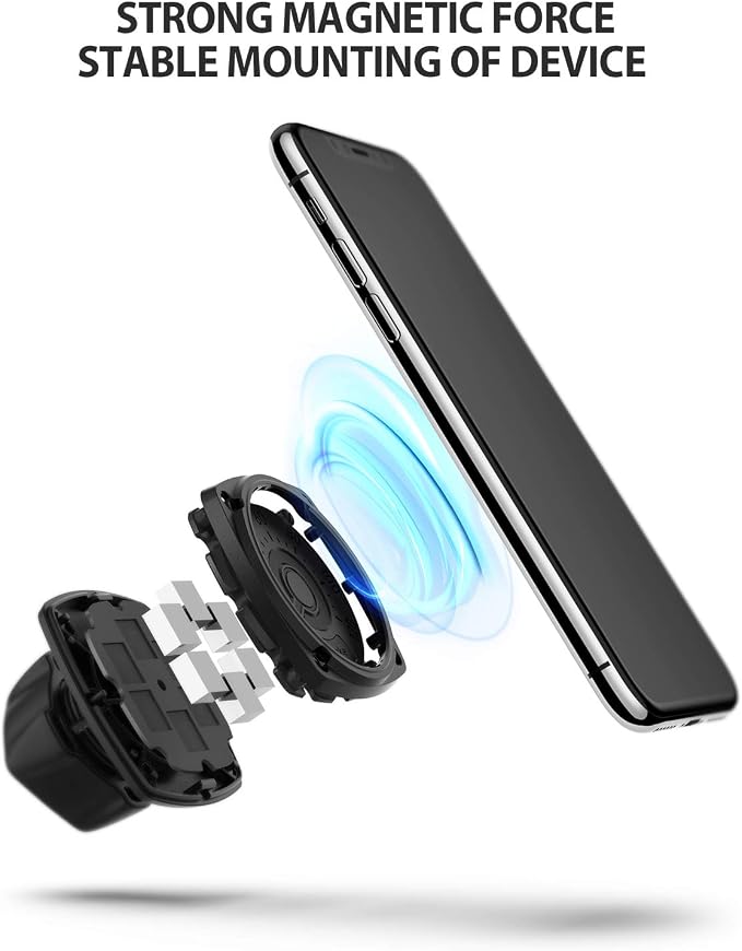 2 in 1 CD Slot Car Phone Holder Mount One Touch Premium Adjustable Phone Grip Strong Magnet Clip Cradle for Universal Smartphone - Black