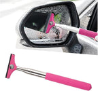 Car Rearview Mirror Wiper, American Flag Telescopic Auto Mirror Squeegee Cleaner, Glass Mist Cleaning Tool with Retractable 98cm Handle, Portable Car Windows Water Removal (Pink/Black Flag)